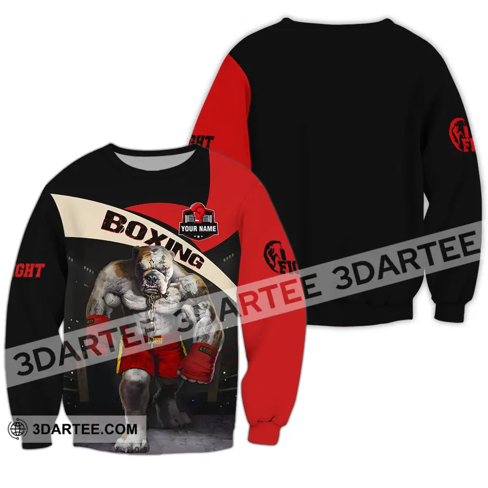 Unisex Shirt - Custom Name Sport Boxing Pitbull King Long Sleeve / S T-Shirt