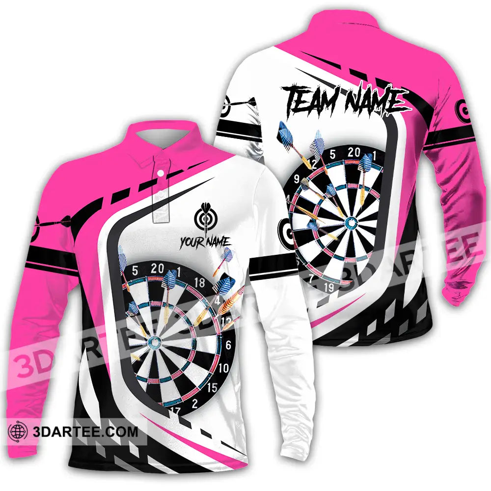 Unisex Shirt - Custom Name Sport Darts Player Long Sleeve Polo / S T-Shirt