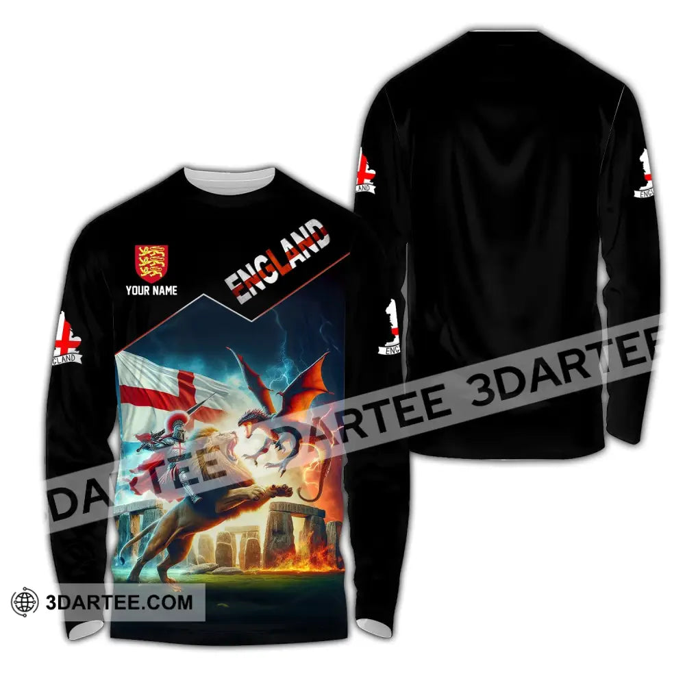 Unisex Shirt - Custom Name Sport England Hero Long Sleeve / S T-Shirt