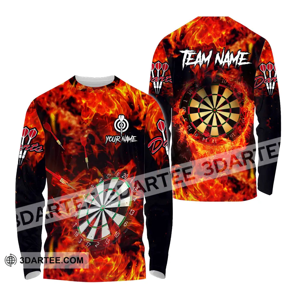 Unisex Shirt - Custom Name Sport Fire Darts Long Sleeve / S T-Shirt