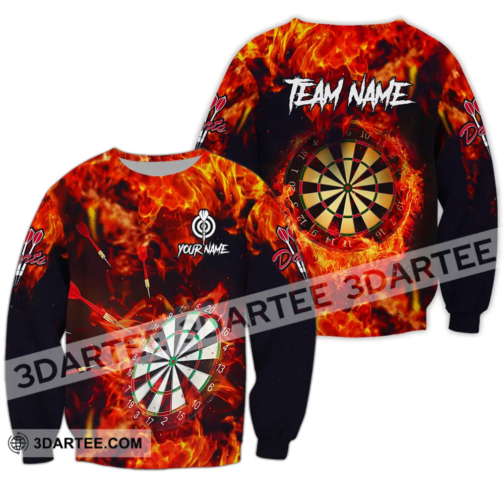 Unisex Shirt - Custom Name Sport Fire Darts Long Sleeve / S T-Shirt