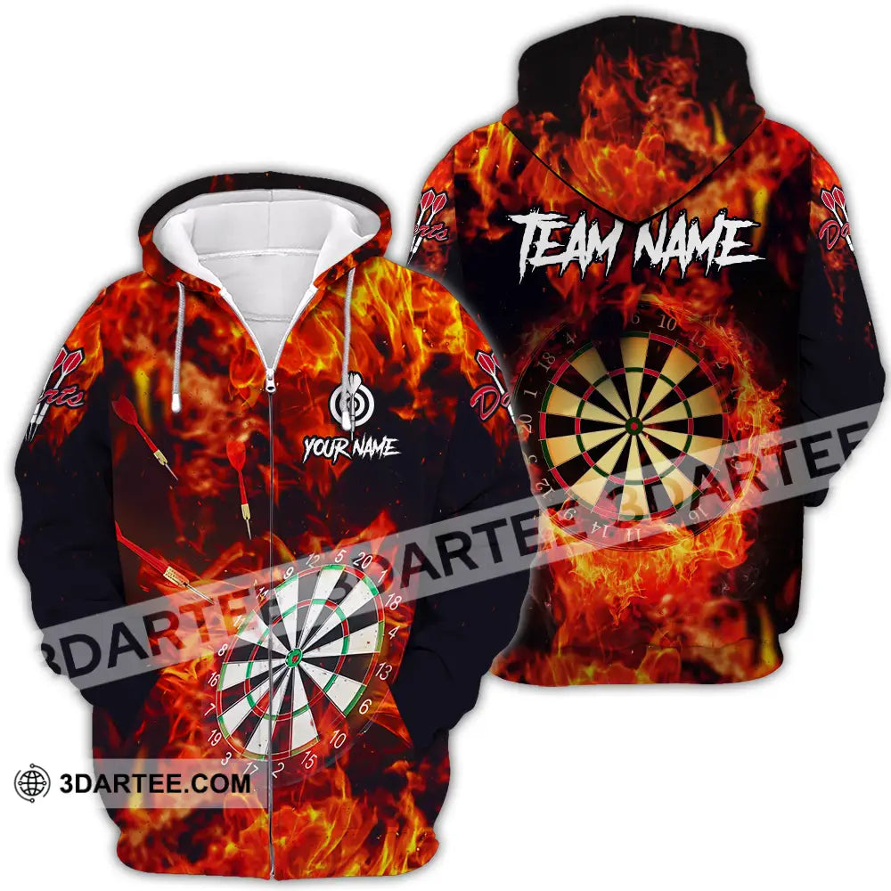 Unisex Shirt - Custom Name Sport Fire Darts Zipper Hoodie / S T-Shirt