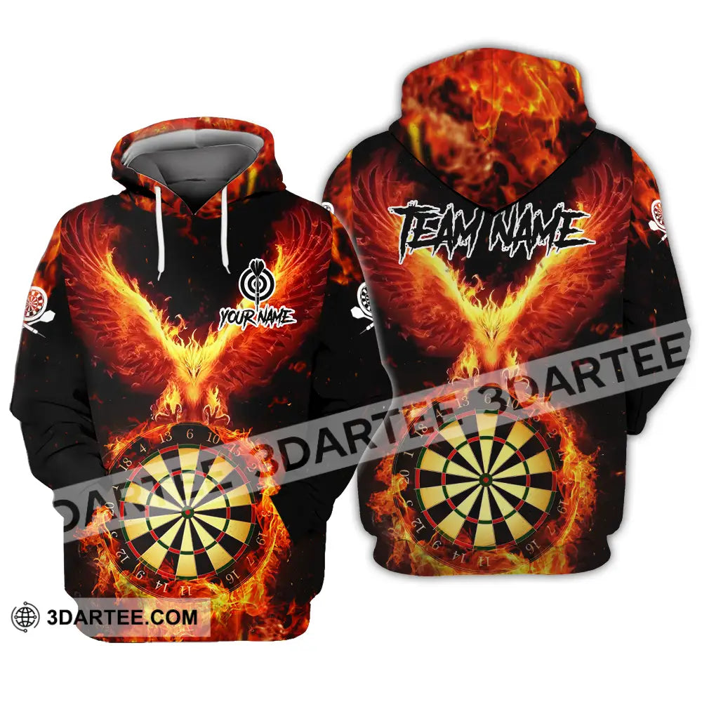 Unisex Shirt - Custom Name Sport Fire Eagle Darts Player Hoodie / S T-Shirt