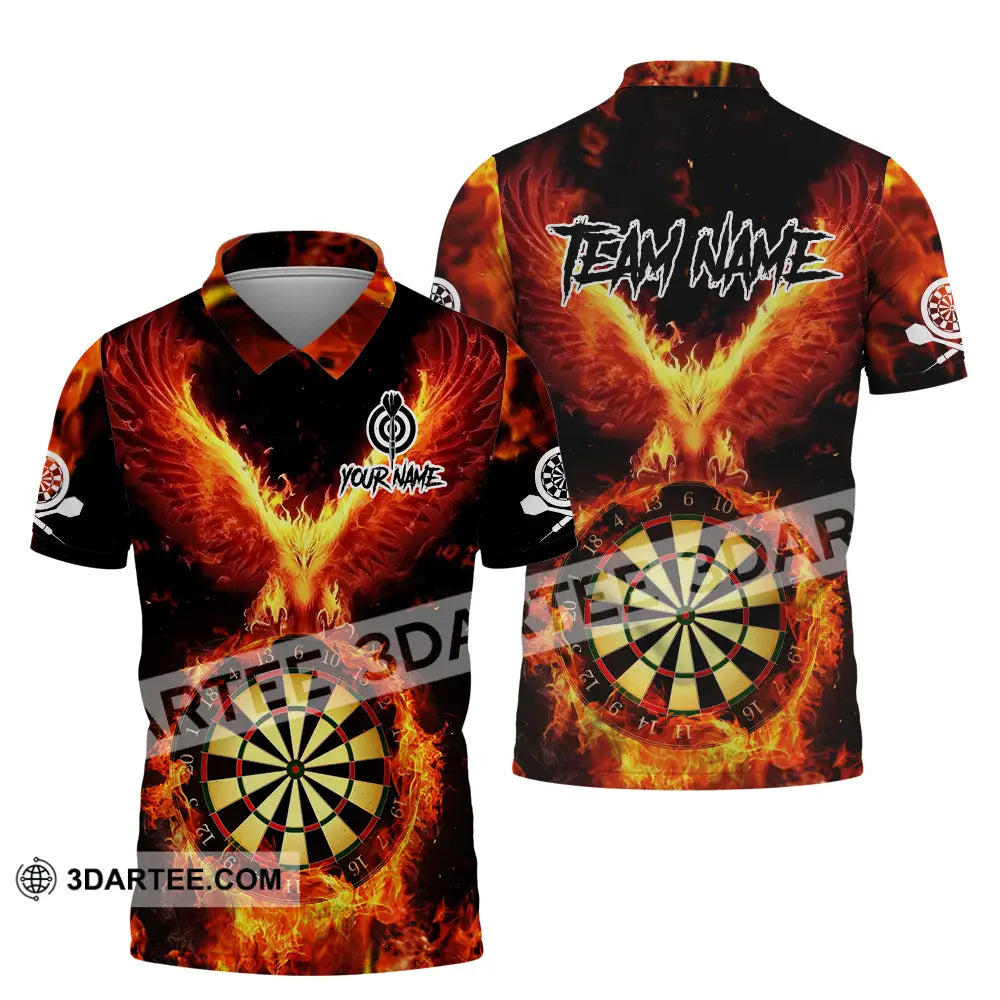 Unisex Shirt - Custom Name Sport Fire Eagle Darts Player Polo / S T-Shirt