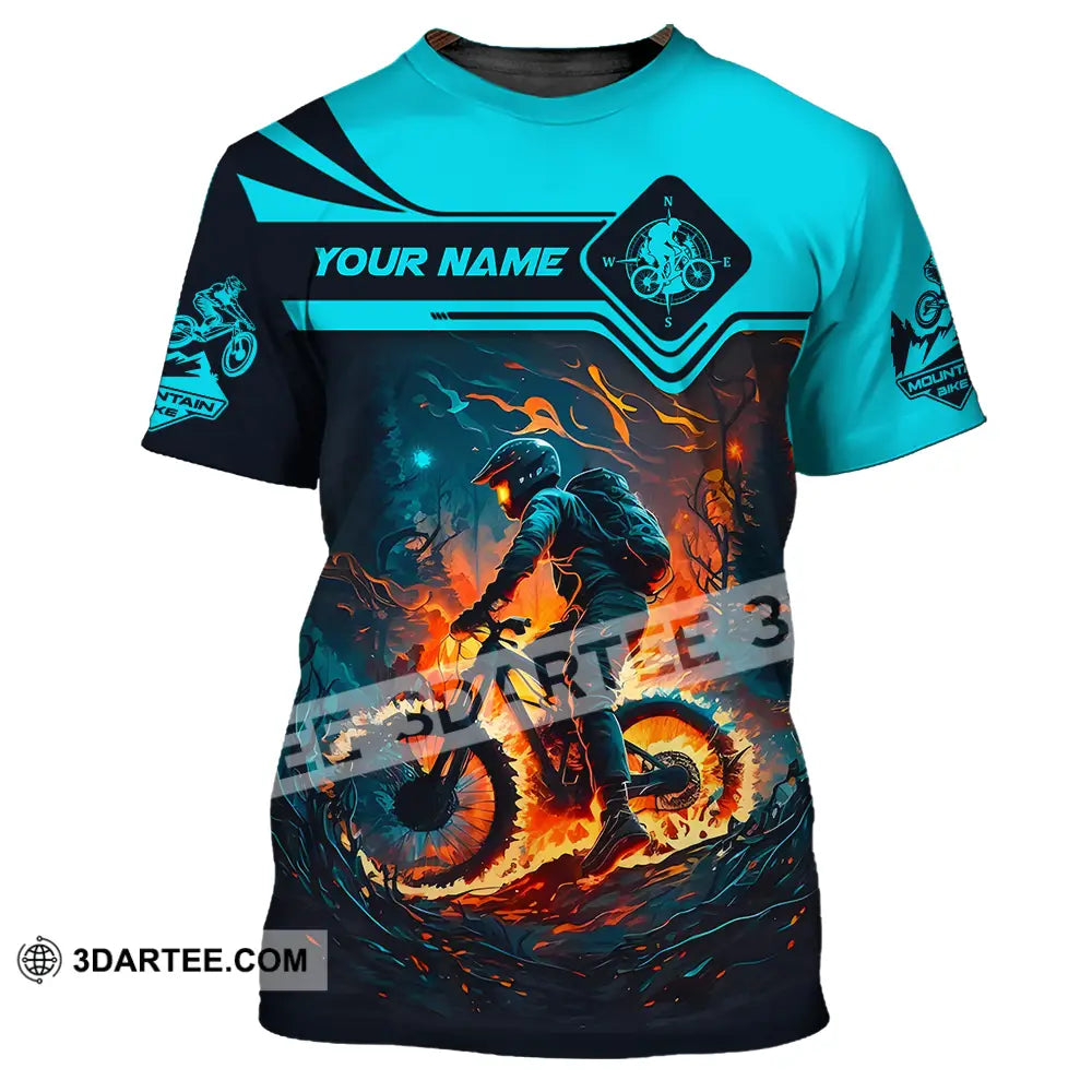 Unisex Shirt - Custom Name Sport Fire Mountain Biker T-Shirt / S T-Shirt