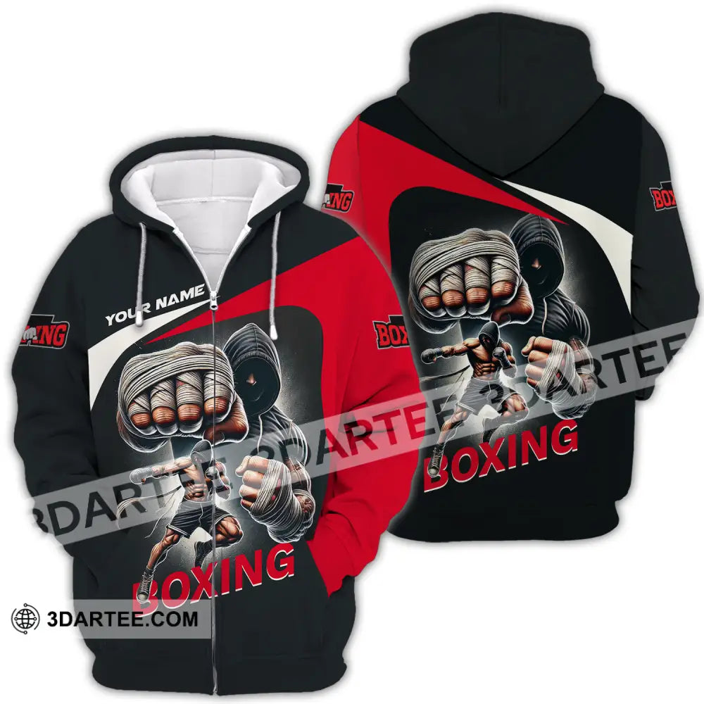 Unisex Shirt - Custom Name Sport King Of Boxing Zipper Hoodie / S T-Shirt