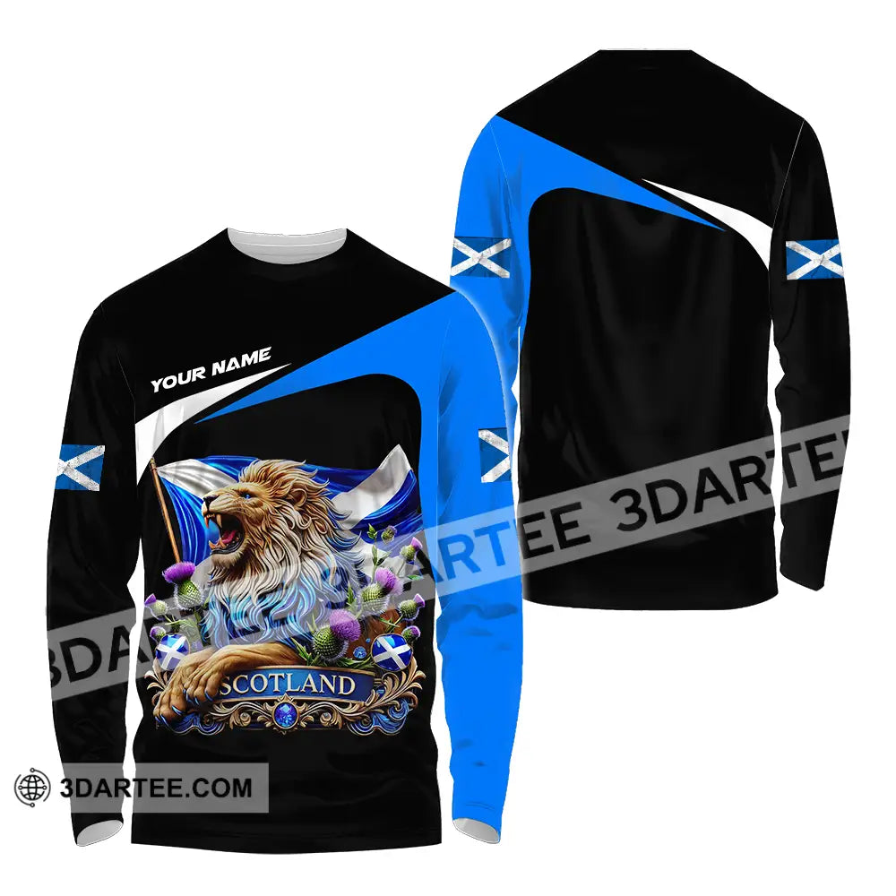 Unisex Shirt - Custom Name Sport Scotland Lion Long Sleeve / S T-Shirt