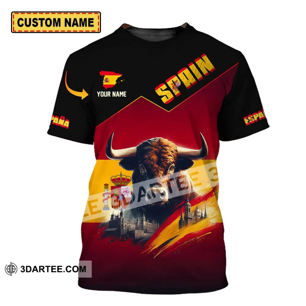 Unisex Shirt - Custom Name Sport Spain Bull T-Shirt