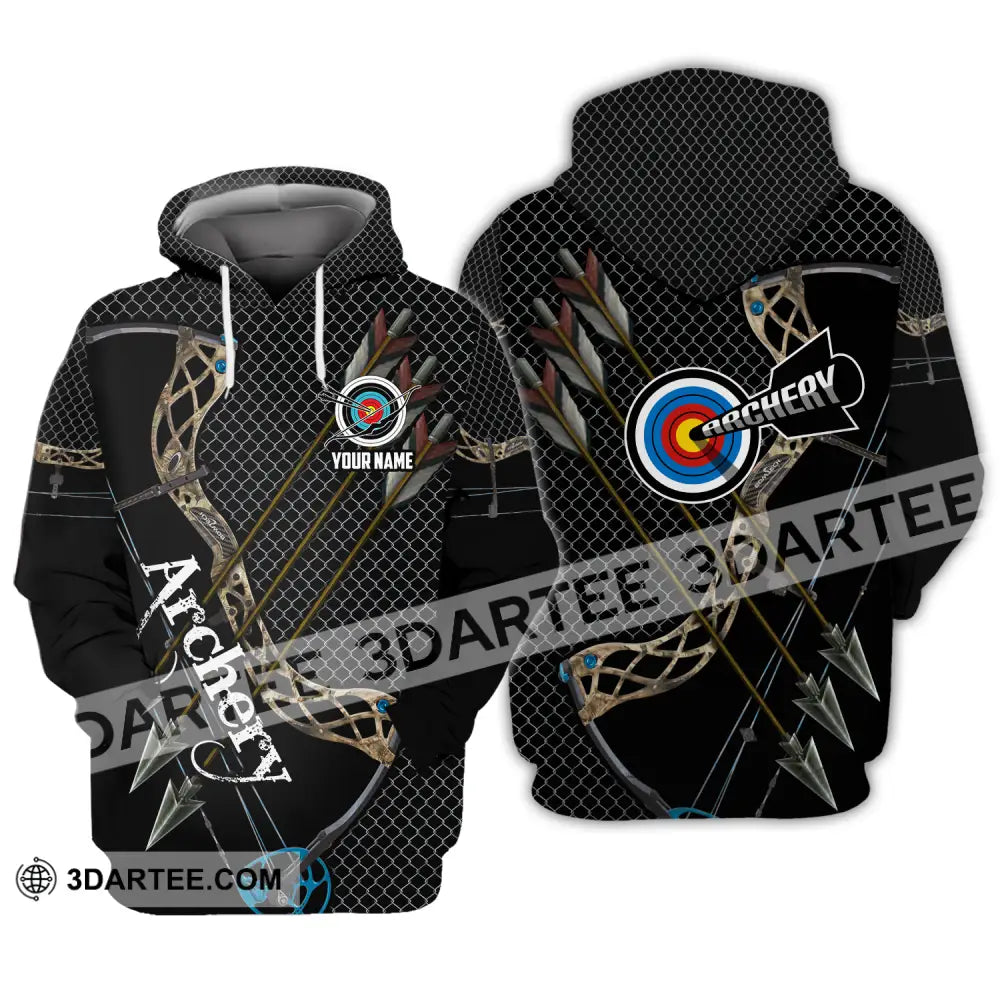 Unisex Shirt - Custom Name Sport Shirt Three Arrows Archery Hoodie / S T-shirt