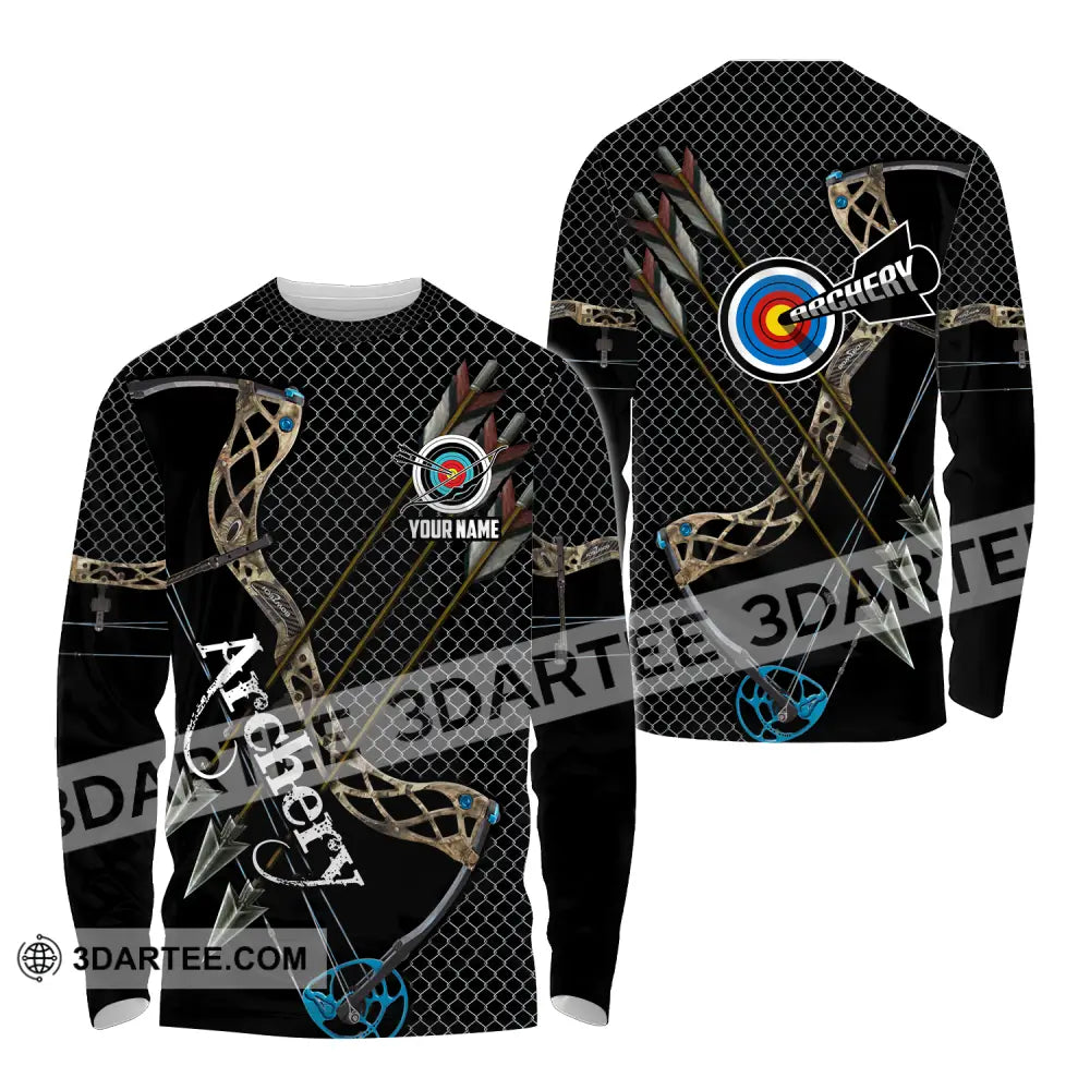 Unisex Shirt - Custom Name Sport Shirt Three Arrows Archery Long Sleeve Shirt / S T-shirt