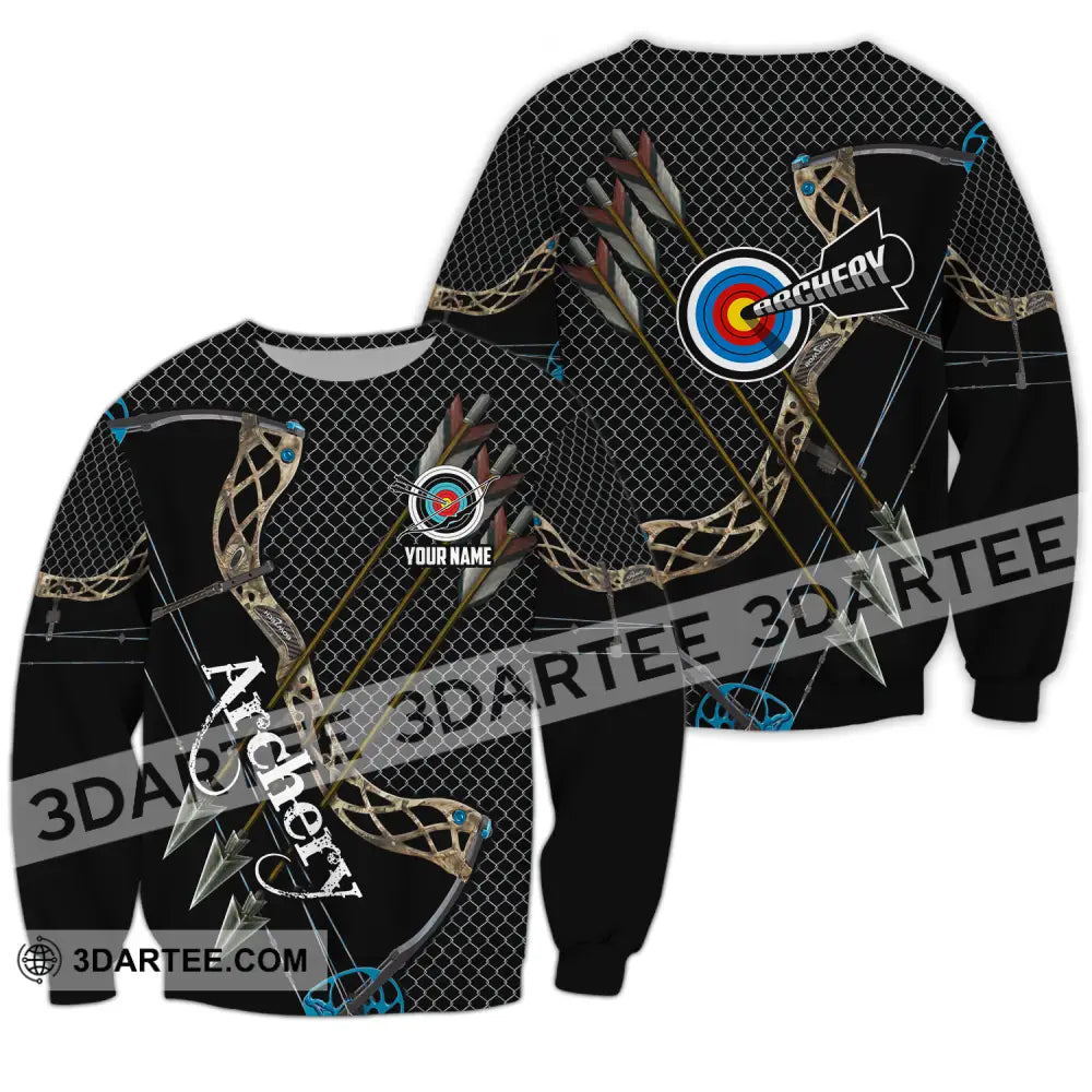 Unisex Shirt - Custom Name Sport Shirt Three Arrows Archery Long Sleeve / S T-shirt