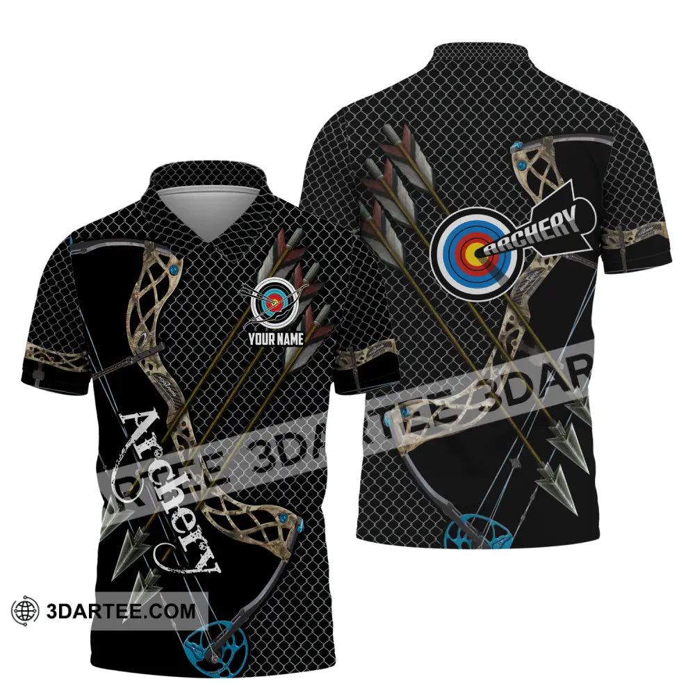 Unisex Shirt - Custom Name Sport Shirt Three Arrows Archery Polo Shirt / S T-shirt