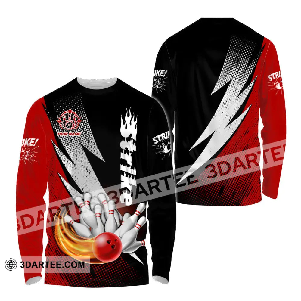 Unisex Shirt - Custom Name Strike Bowling Sport Long Sleeve / S T-Shirt