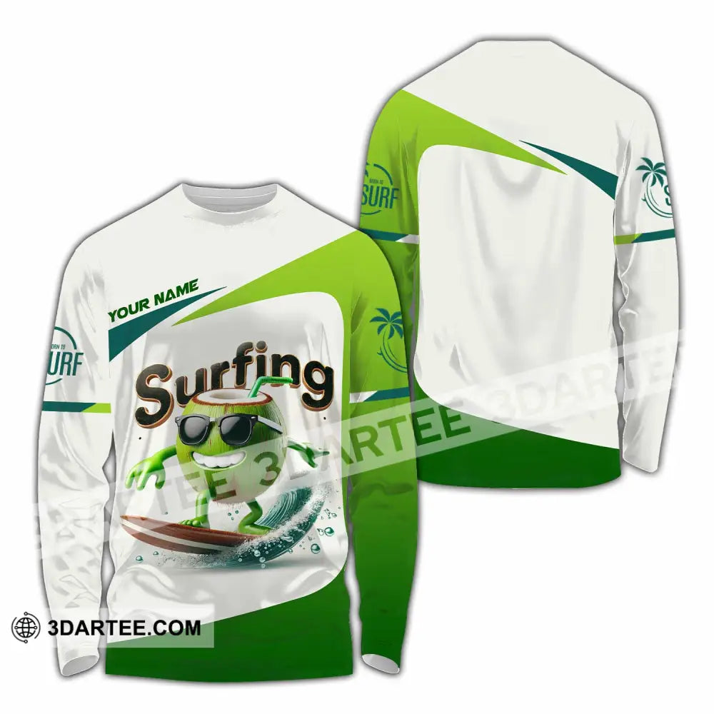 Unisex Shirt Custom Name Surfing Love Hoodie Polo Long Sleeve / S T-Shirt