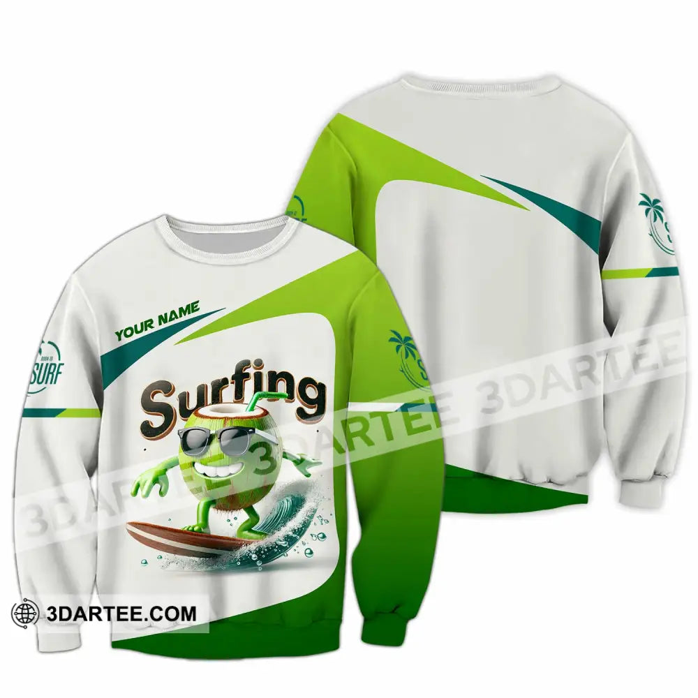 Unisex Shirt Custom Name Surfing Love Hoodie Polo Long Sleeve / S T-Shirt