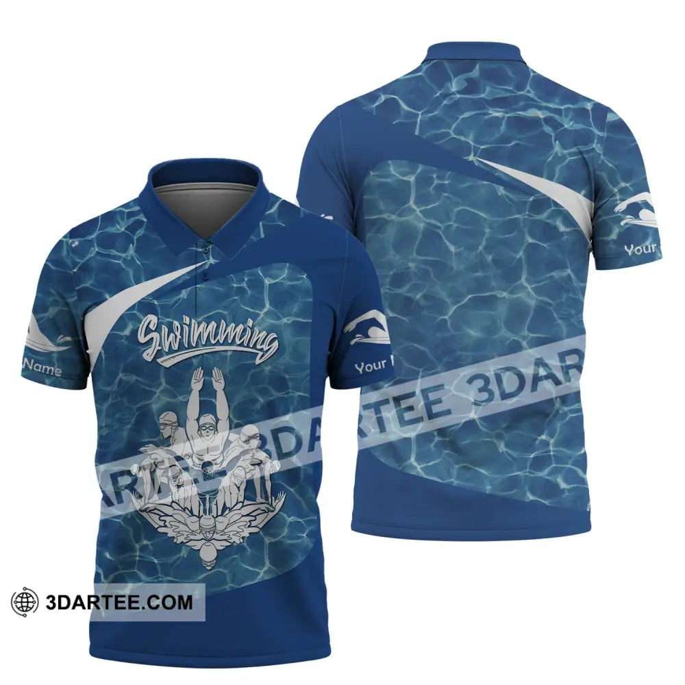 Unisex Shirt Custom Name Swimming T-Shirt Club Gift For Swimmers Polo / S