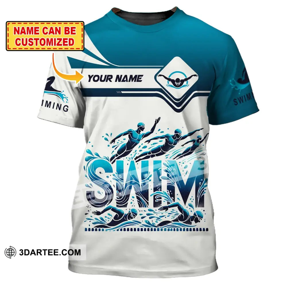 Unisex Shirt Custom Name Swimming T-Shirt For Club Gift Swimmers T-Shirt