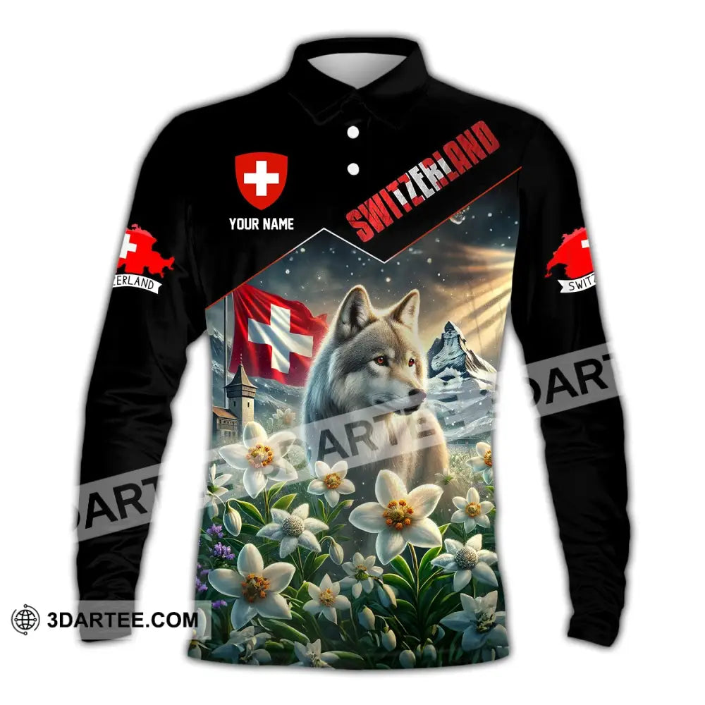 Unisex Shirt Custom Name Switzerland Polo Long Sleeve Gift / S T-Shirt