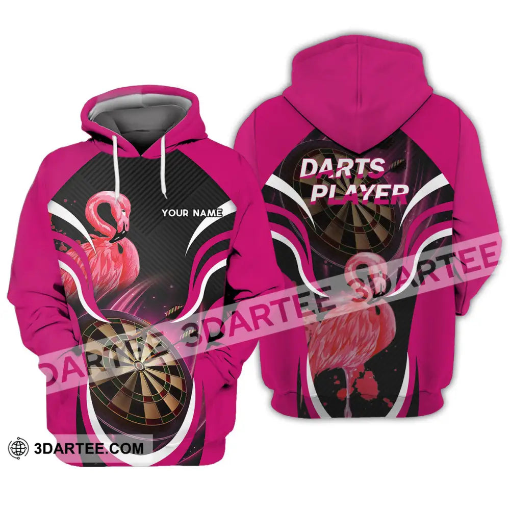 Unisex Shirt - Custom Name T-Shirt Darts Player Flamingo Hoodie / S T-Shirt