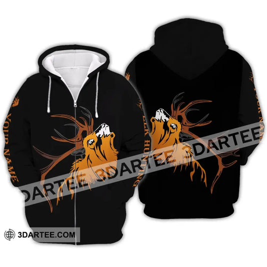 Unisex Shirt - Custom Name T-Shirt Deer Zipper Hoodie / S T-Shirt