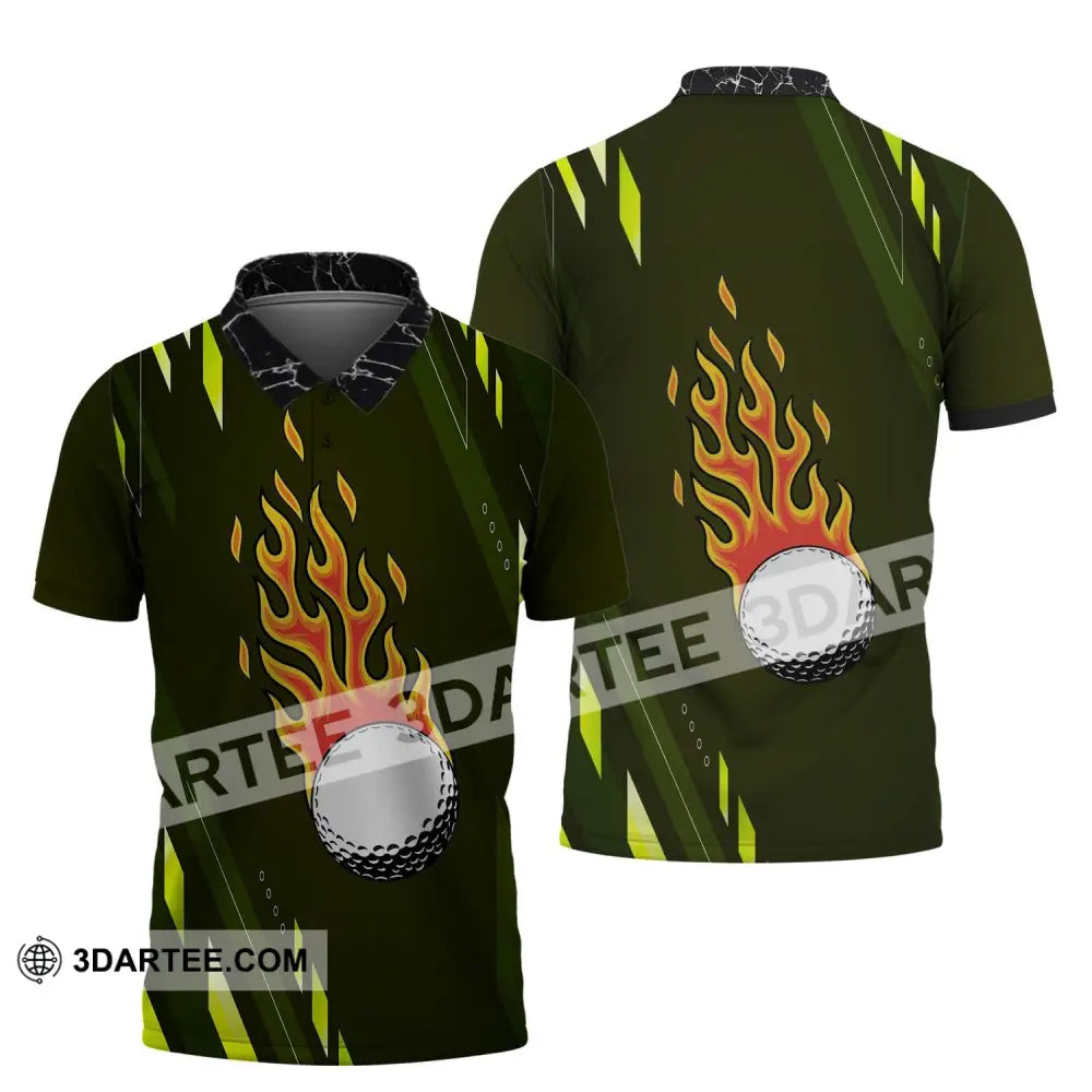 Unisex Shirt - Custom Name T-Shirt Fire Gold Ball Polo / S T-Shirt