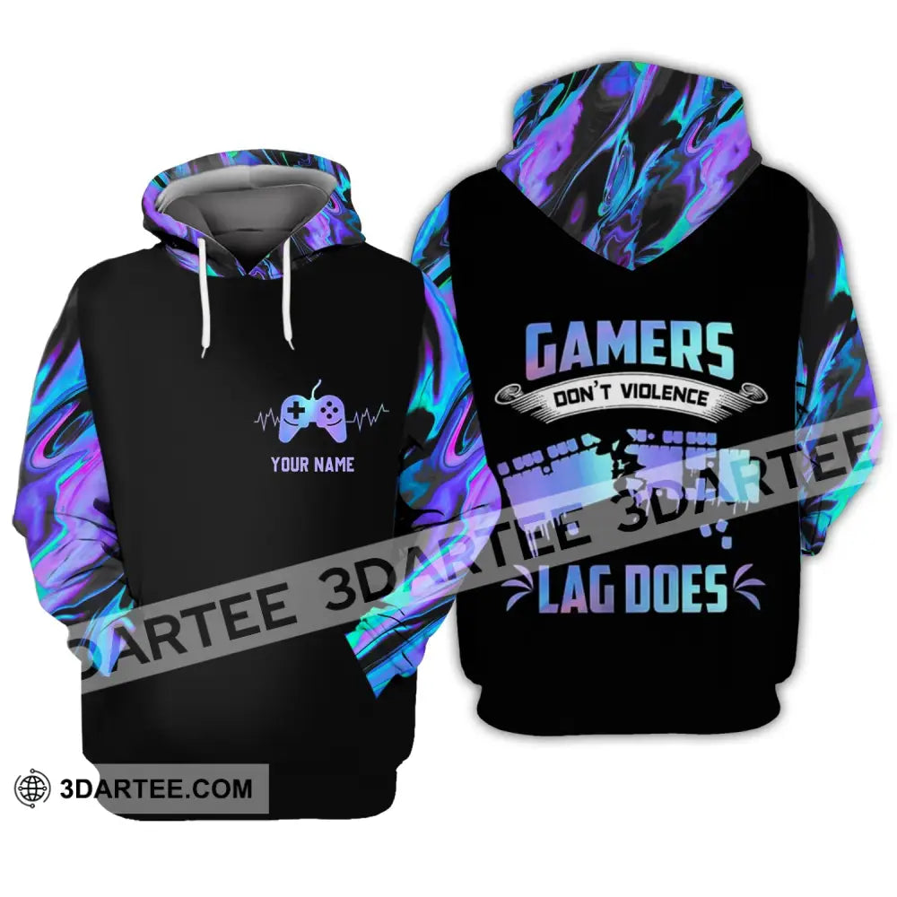 Unisex Shirt - Custom Name T-Shirt Gamers Don’t Violence Lag Does Hoodie / S T-Shirt