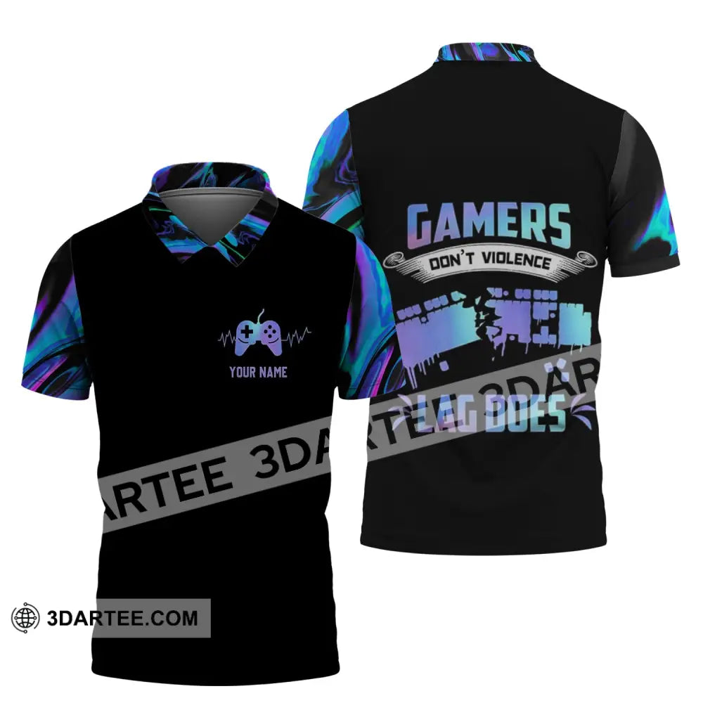 Unisex Shirt - Custom Name T-Shirt Gamers Don’t Violence Lag Does Polo / S T-Shirt