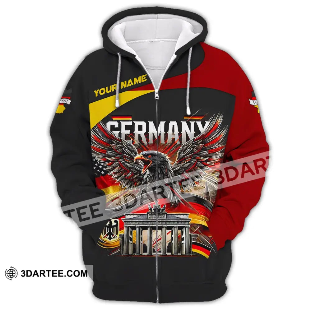 Unisex Shirt Custom Name T-Shirt Germany Love Polo Gift For German Lover Zipper Hoodie / S