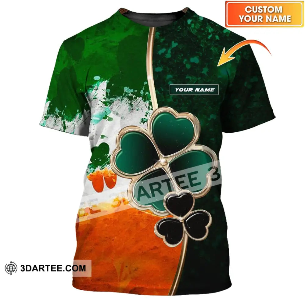 Unisex Shirt - Custom Name T-Shirt Green And Orange Clover For Saint Patrick’s Day T-Shirt