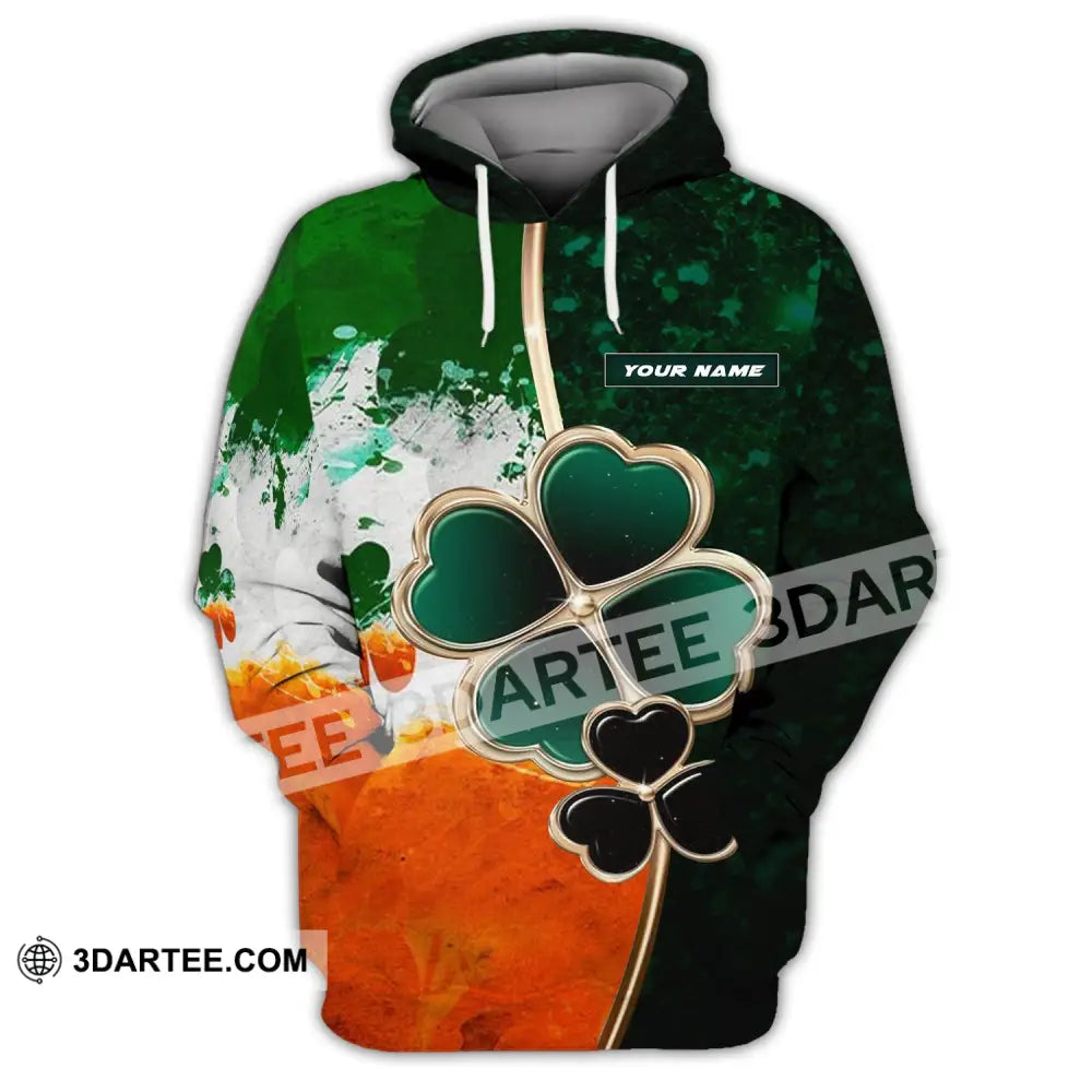 Unisex Shirt - Custom Name T-Shirt Green And Orange Clover For Saint Patrick’s Day Hoodie / S