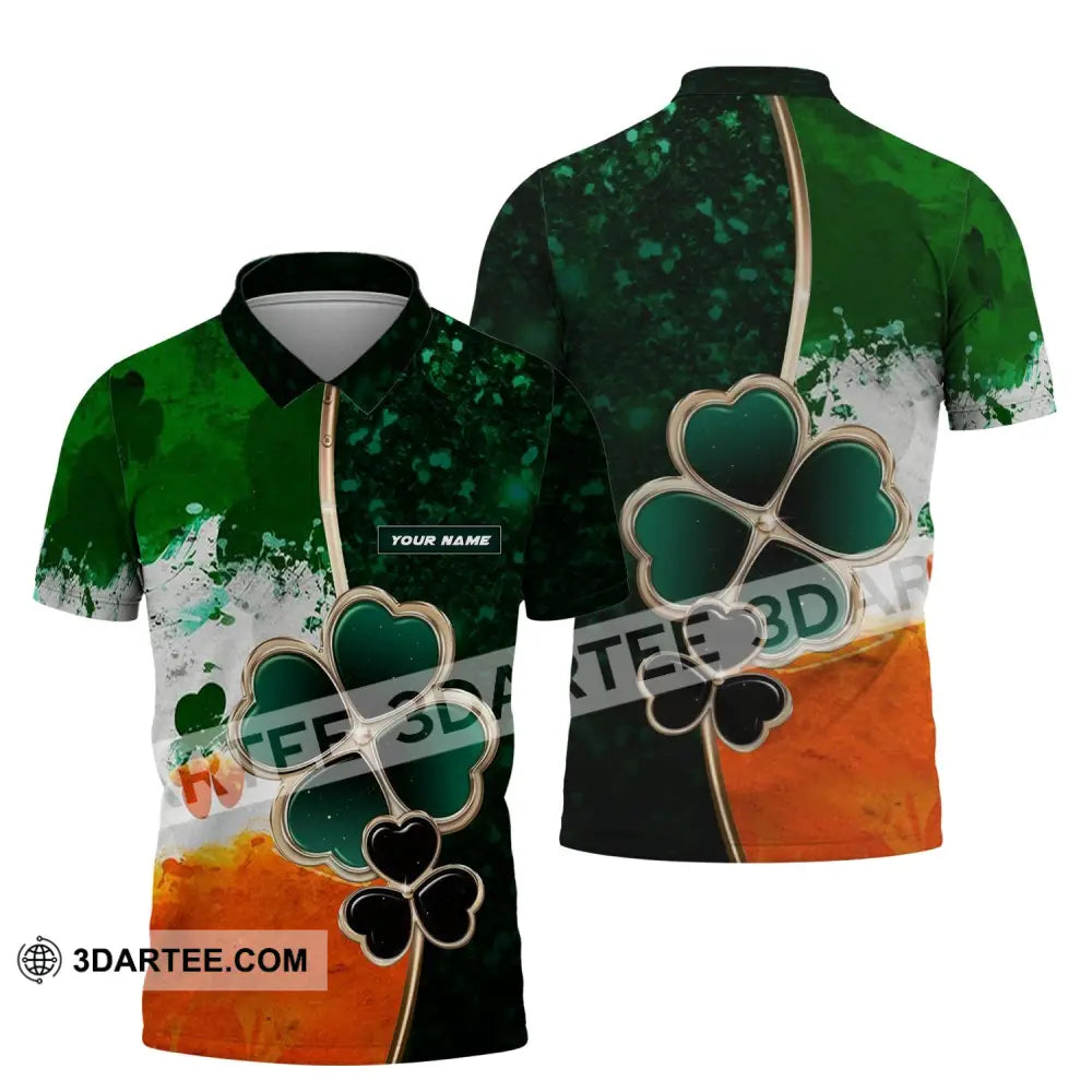 Unisex Shirt - Custom Name T-Shirt Green And Orange Clover For Saint Patrick’s Day Polo / S T-Shirt