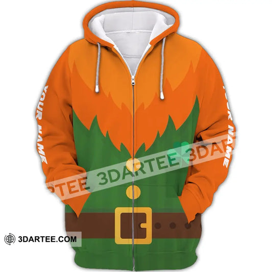 Unisex Shirt - Custom Name T-Shirt Green And Orange Patrick’s Day Zipper Hoodie / S T-Shirt