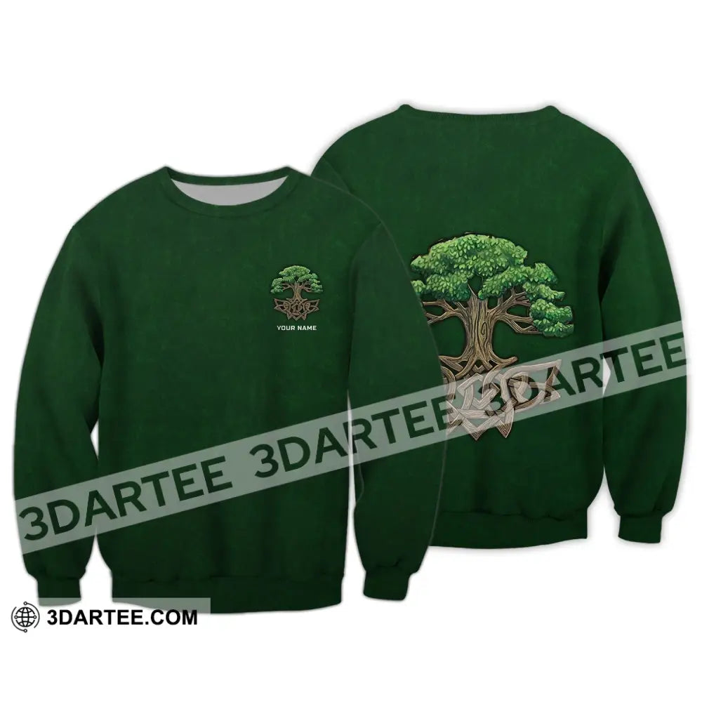 Unisex Shirt - Custom Name T-Shirt Green Tree Long Sleeve / S T-Shirt