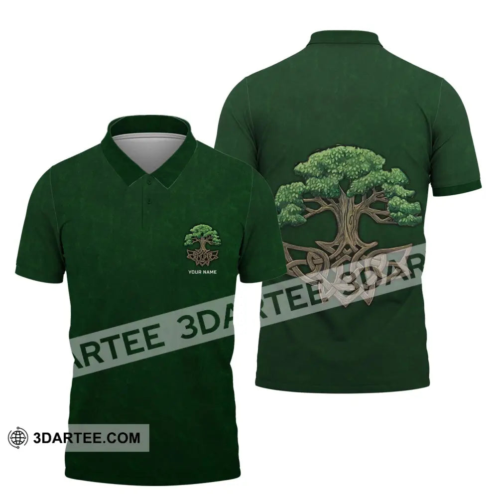 Unisex Shirt - Custom Name T-Shirt Green Tree Polo / S T-Shirt