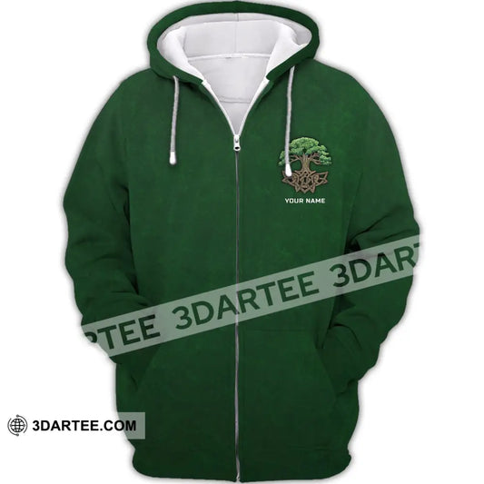 Unisex Shirt - Custom Name T-Shirt Green Tree Zipper Hoodie / S T-Shirt