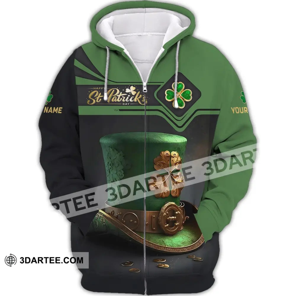 Unisex Shirt - Custom Name T-Shirt Happy St. Patrick’s Day Clothing Zipper Hoodie / S T-Shirt