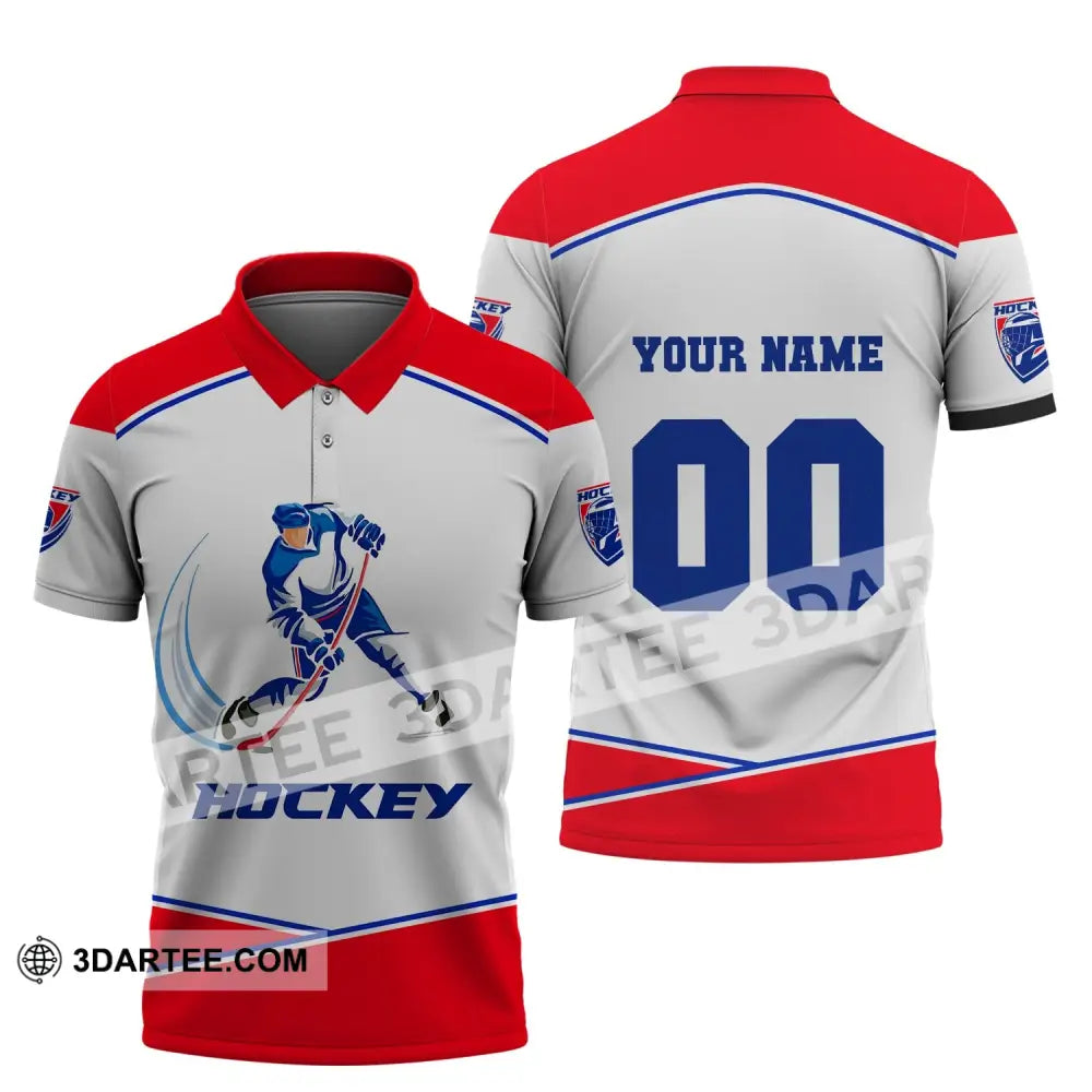 Unisex Shirt Custom Name T-Shirt Hockey Polo Gift For Player / S