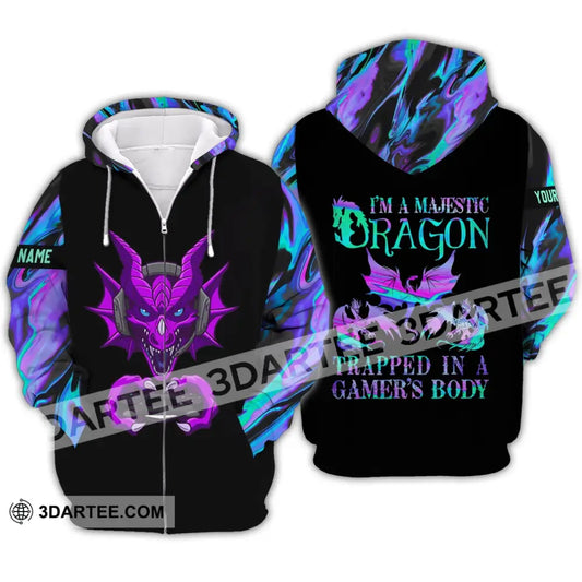 Unisex Shirt - Custom Name T-Shirt I Am A Majestic Dragon Zipper Hoodie / S T-Shirt