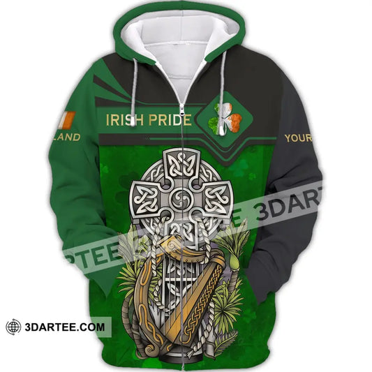 Unisex Shirt - Custom Name T-Shirt Irish Pride Happy Saint Patrick’s Day Zipper Hoodie / S T-Shirt