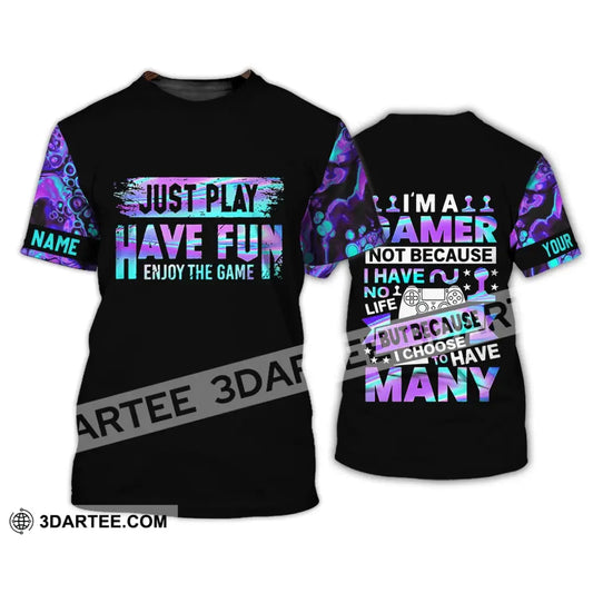 Unisex Shirt - Custom Name T-Shirt Just Play Have Fun Enjoy The Game / S T-Shirt