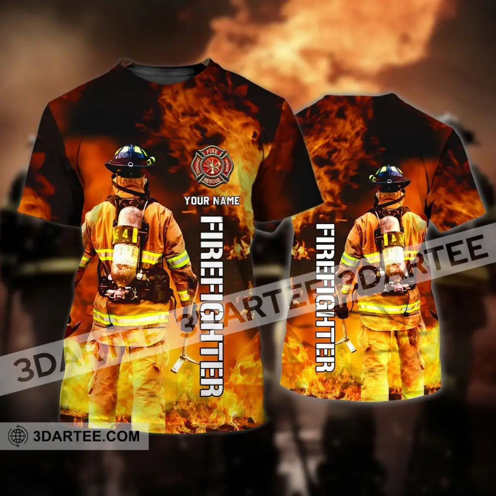 Unisex Shirt - Custom Name T-Shirt Personalized Firefighter Gift For Fireman T-Shirt