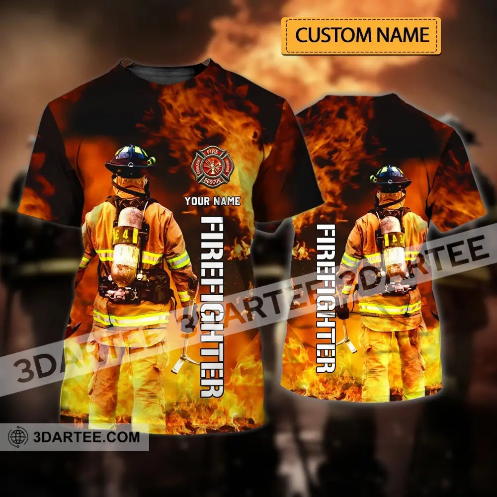 Unisex Shirt - Custom Name T-Shirt Personalized Firefighter Gift For Fireman T-Shirt