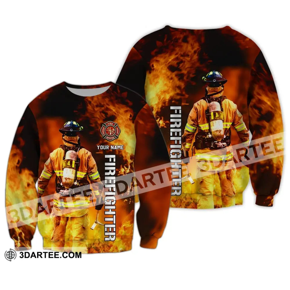 Unisex Shirt - Custom Name T-Shirt Personalized Firefighter Gift For Fireman Long Sleeve / S T-Shirt