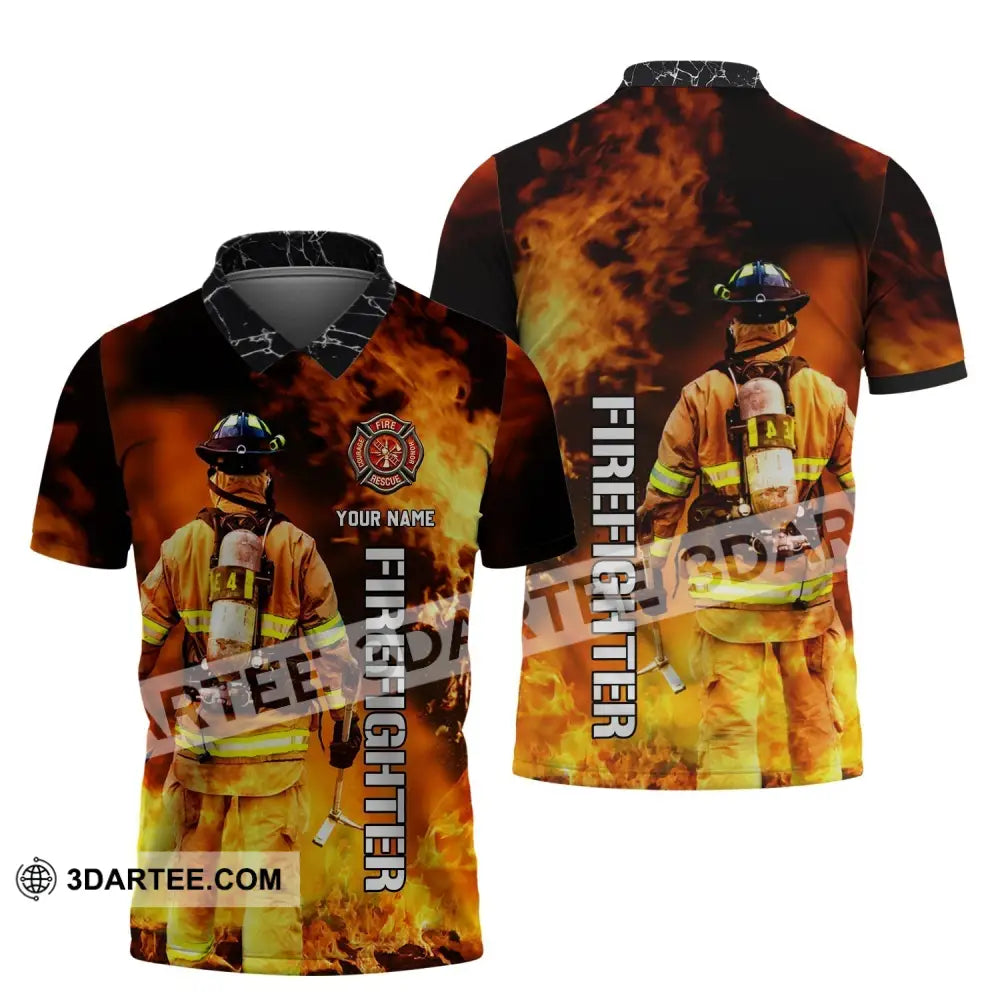 Unisex Shirt - Custom Name T-Shirt Personalized Firefighter Gift For Fireman Polo / S T-Shirt