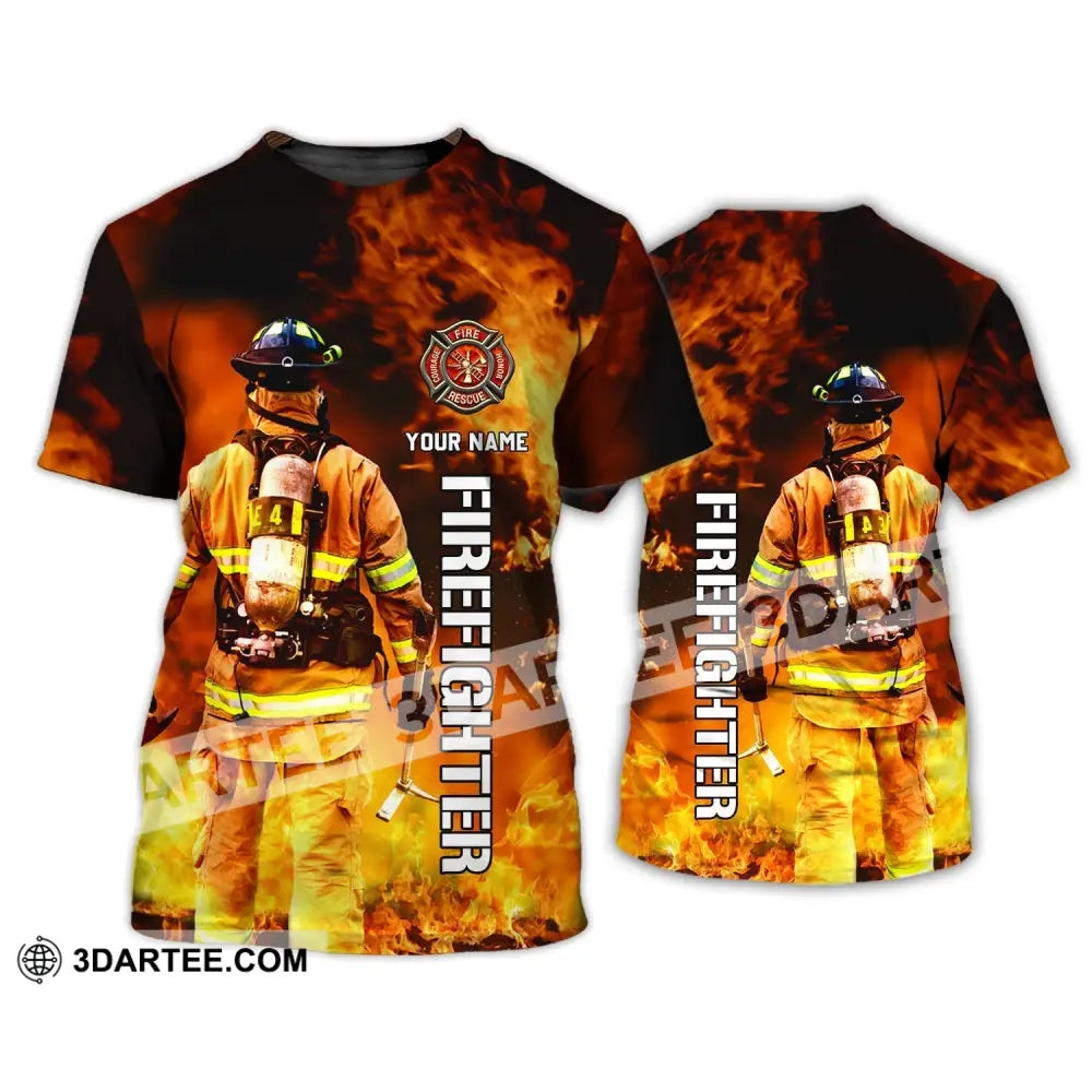 Unisex Shirt - Custom Name T-Shirt Personalized Firefighter Gift For Fireman / S T-Shirt