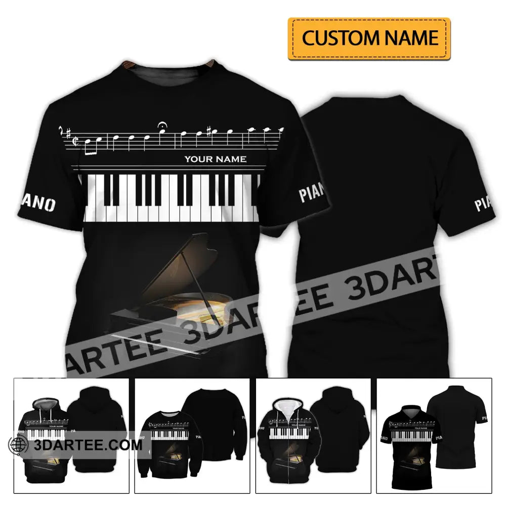 Unisex Shirt - Custom Name T-Shirt Piano Keys T-Shirt