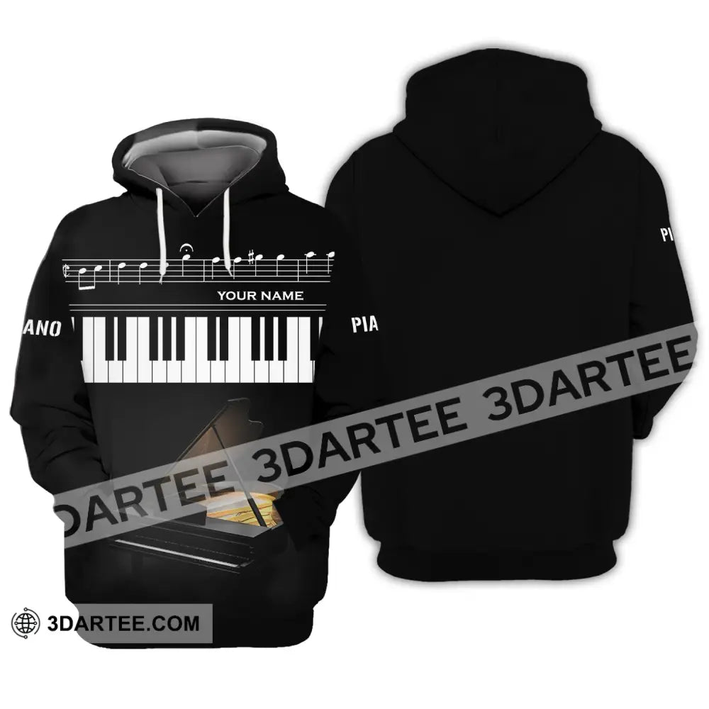 Unisex Shirt - Custom Name T-Shirt Piano Keys Hoodie / S T-Shirt