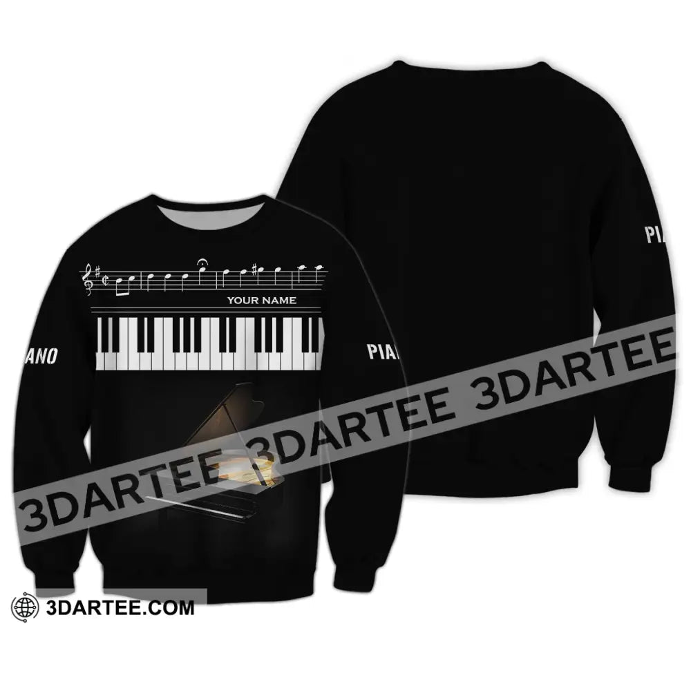 Unisex Shirt - Custom Name T-Shirt Piano Keys Long Sleeve / S T-Shirt