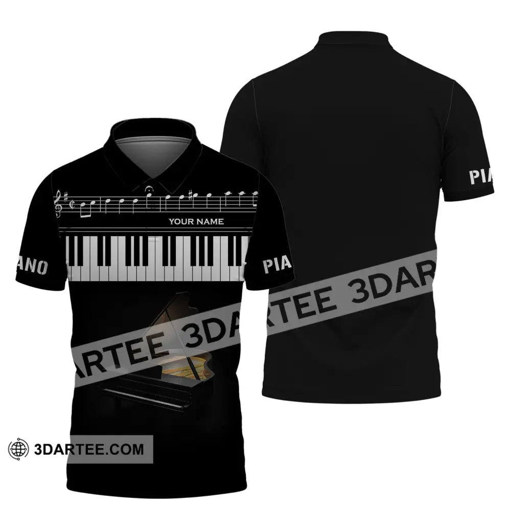 Unisex Shirt - Custom Name T-Shirt Piano Keys Polo / S T-Shirt