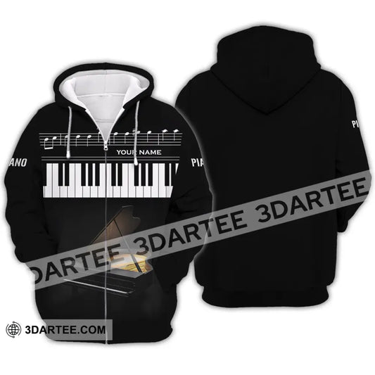 Unisex Shirt - Custom Name T-Shirt Piano Keys Zipper Hoodie / S T-Shirt